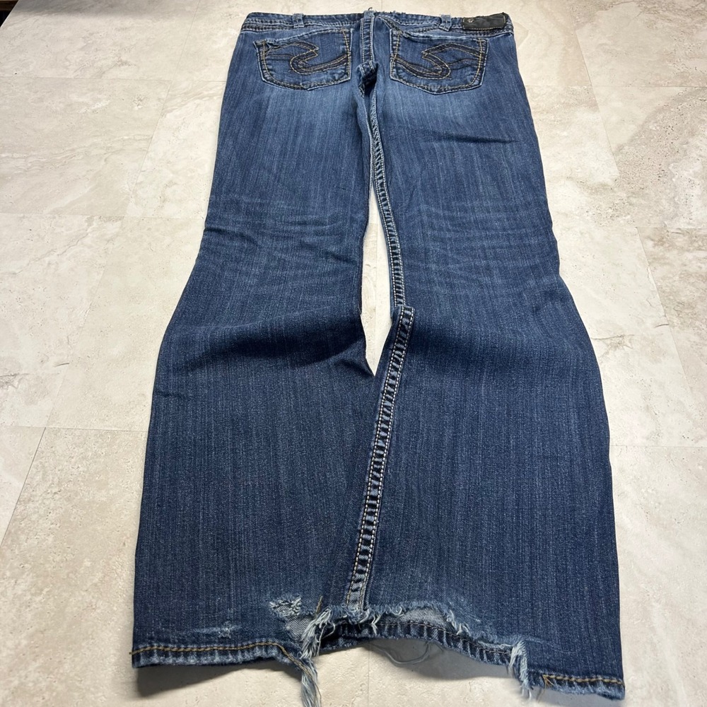Silver Jeans Co Twisted Bootcut Blue Women 31x33 Distressed Low Rise Western Y2K